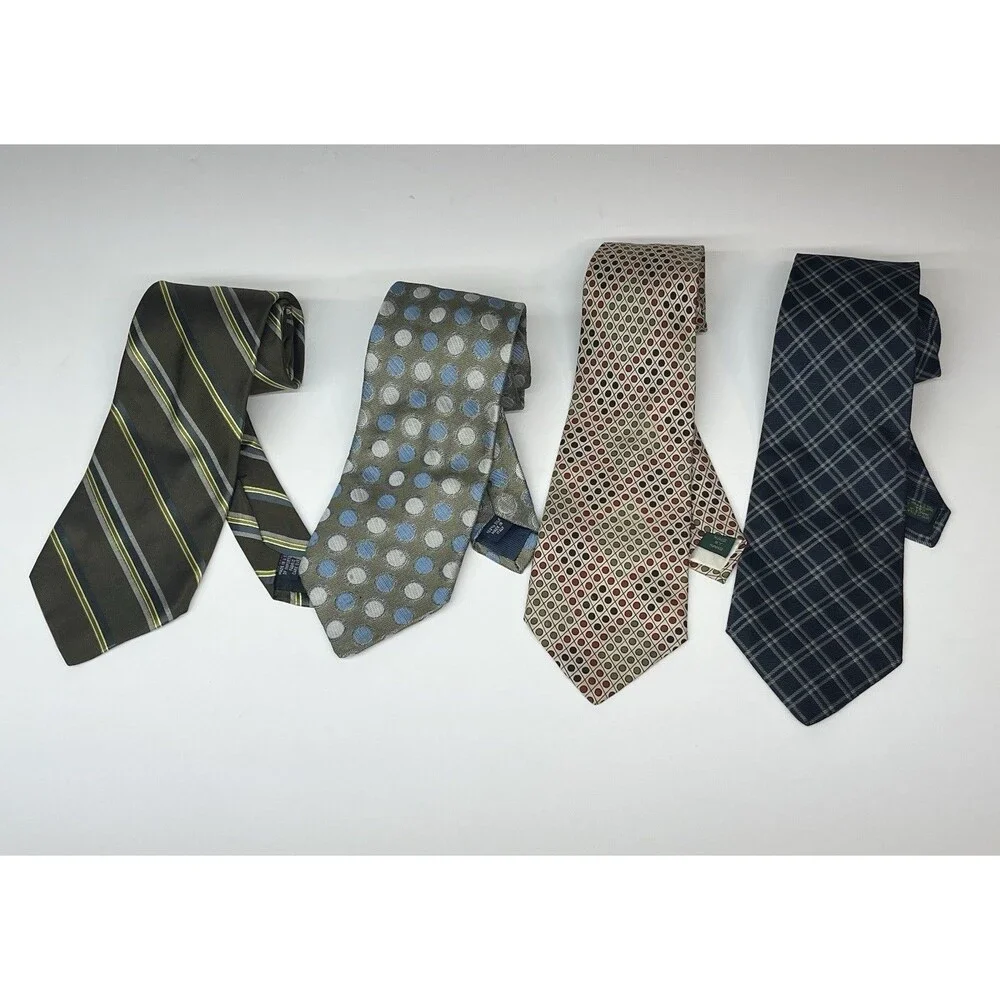 J. Crew Silk Neck Tie Lot of 4 Men's Multicolor Striped Geometric USA/Italy